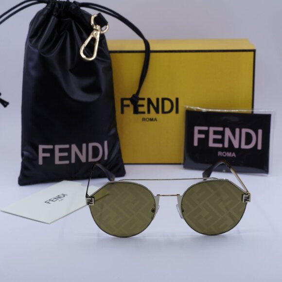 Fendi FE40060U 10G FENDI SKY Sunglasses Gold Round Frame, Brown Lenses - Picture 12 of 12